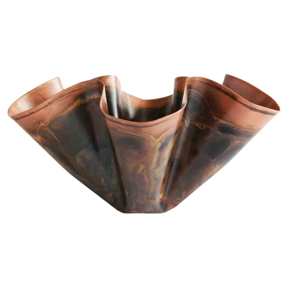 Brynn Updated Traditional Antique Copper Scalloped Table Vase | Kathy Kuo Home