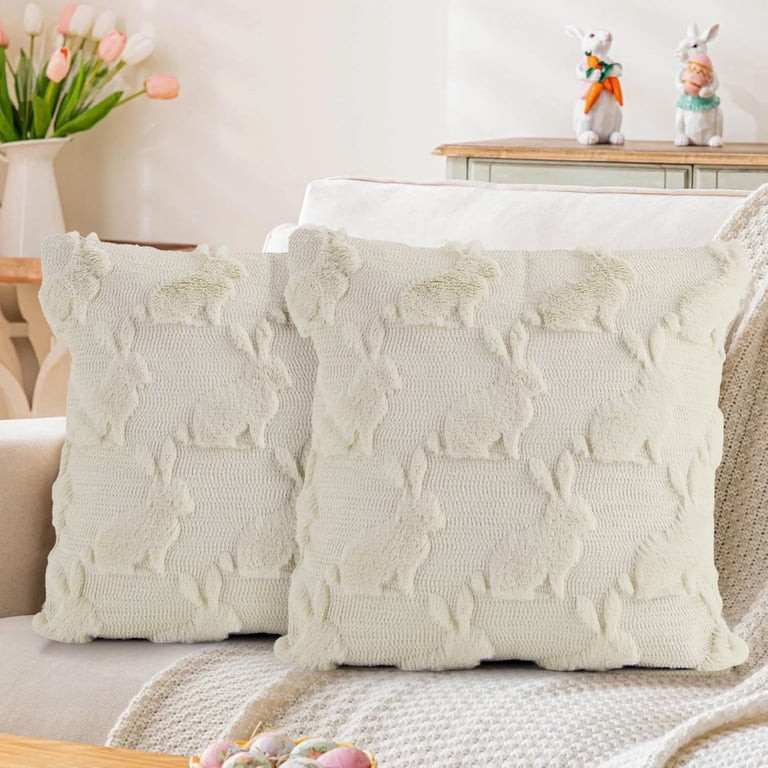 PayUSD Easter Pillow Covers 18x18 inch Set of 2 Easter Soft Plush Faux Fur Jacquard Throw Pillows... | Walmart (US)