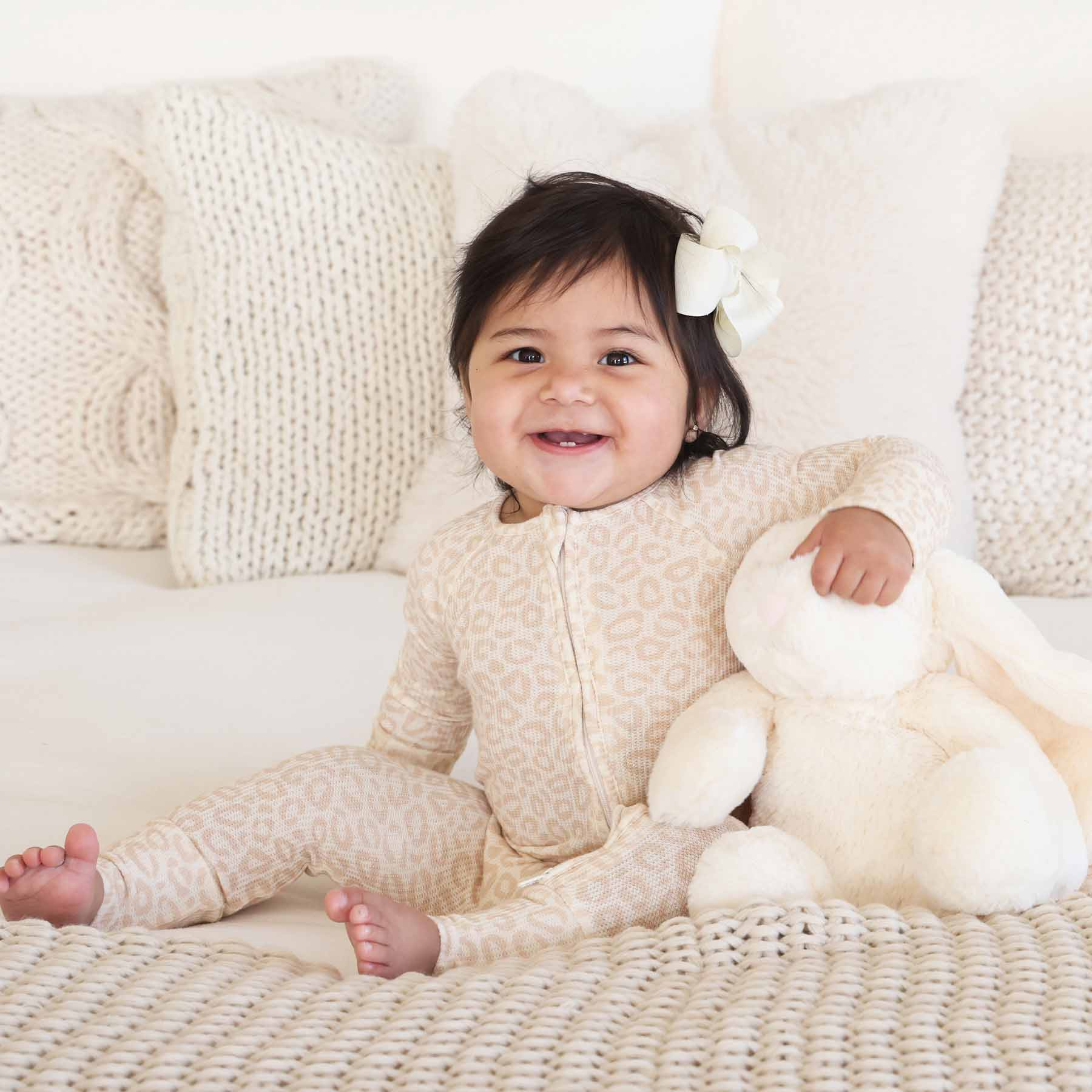 Lovely Leopard Bamboo Waffle Convertible Zip Romper | Caden Lane