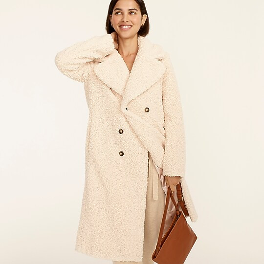 Double-breasted teddy sherpa topcoat | J. Crew US