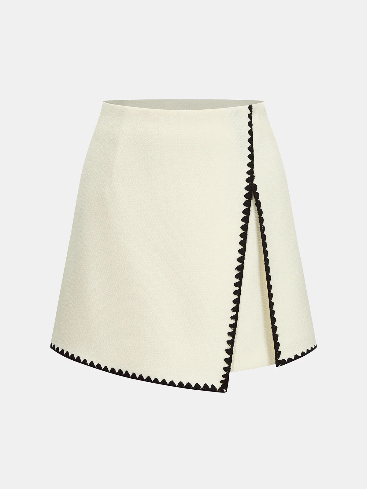 Scalloped Trim Asymmetrical Mini Skirt | Commense