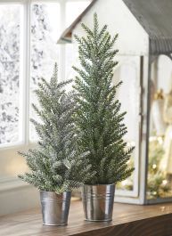 Glittered Tree in Bucket Set of 2 | Antique Farm House