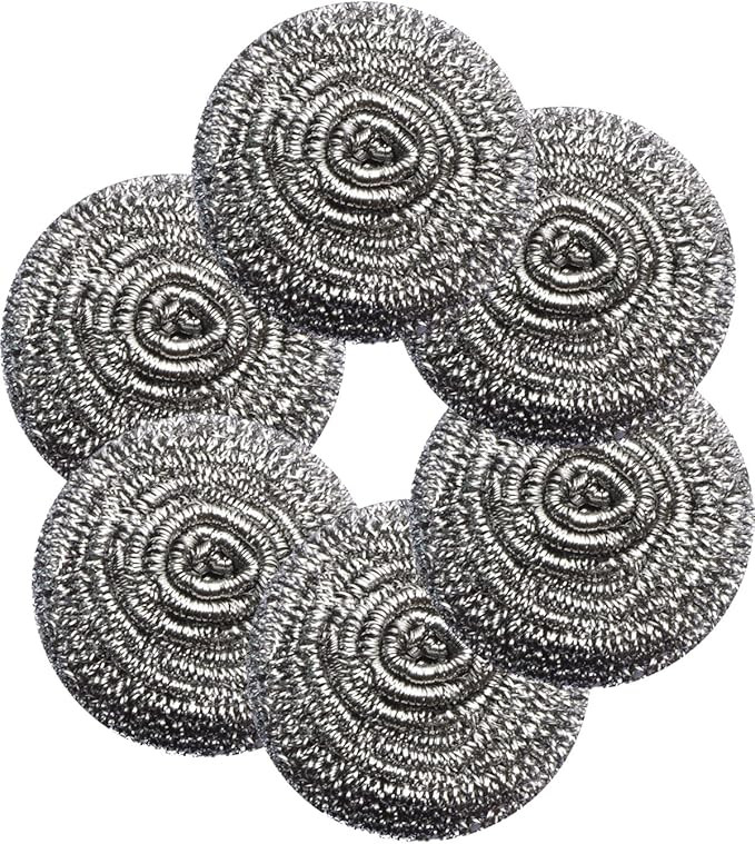 6Pcs Steel Wool Scrubbers - Flexible Scrubber Pads for Cleaning Dishes, Pots, Pans, Grills and Si... | Amazon (US)