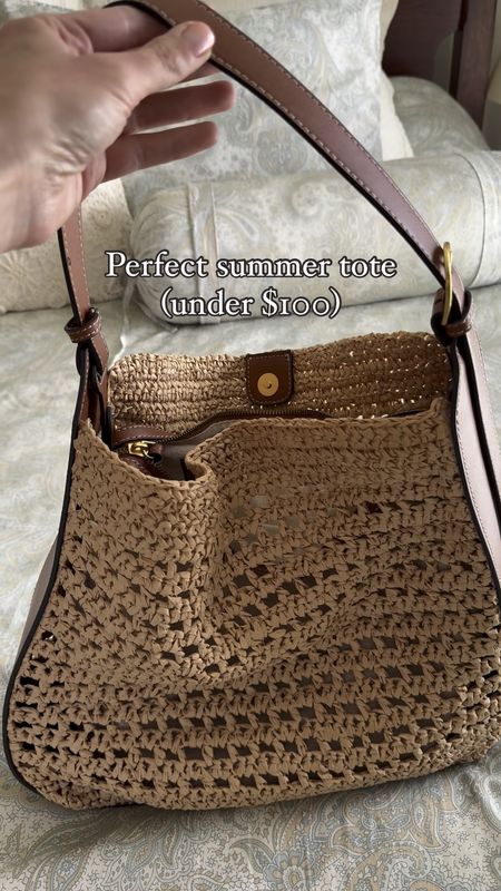Perfect raffia tote for summer - under $100 and great quality, very spacious, zip top with magnetic closure 

#LTKFindsUnder100 #LTKTravel #LTKItBag