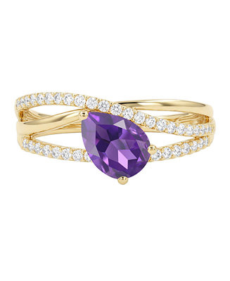 Amethyst (1-1/10 ct. t.w.) & Lab-Grown White Sapphire (1/3 ct. t.w.) Ring in 14k Gold Over Sterli... | Macy's