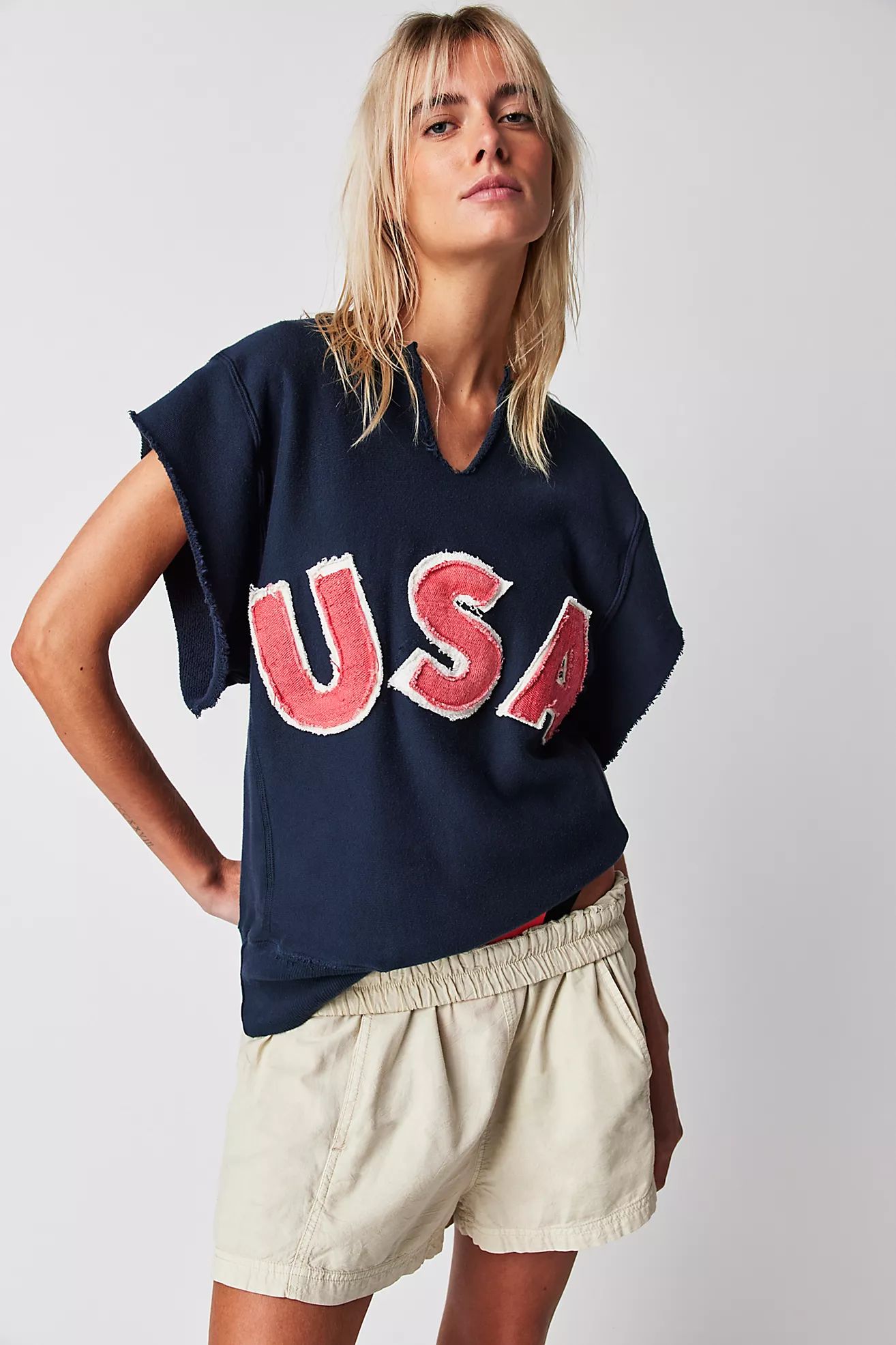 Tricia Fix USA Short Sleeve Sweatshirt | Free People (Global - UK&FR Excluded)