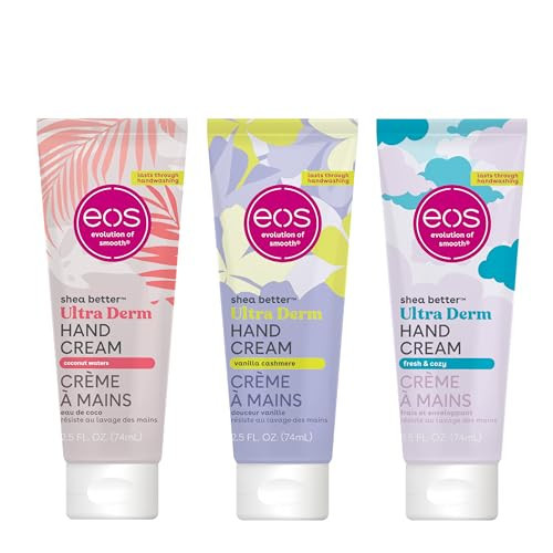 Bundle of eos Shea Better Hand Cream - Vanilla Cashmere + Fresh & Cozy + Coconut- Natural Shea Butter Hand Lotion and Skin Care, 24 Hour Hydration with Shea Butter & Oil, 2.5 oz, Packaging May Vary | Amazon (US)