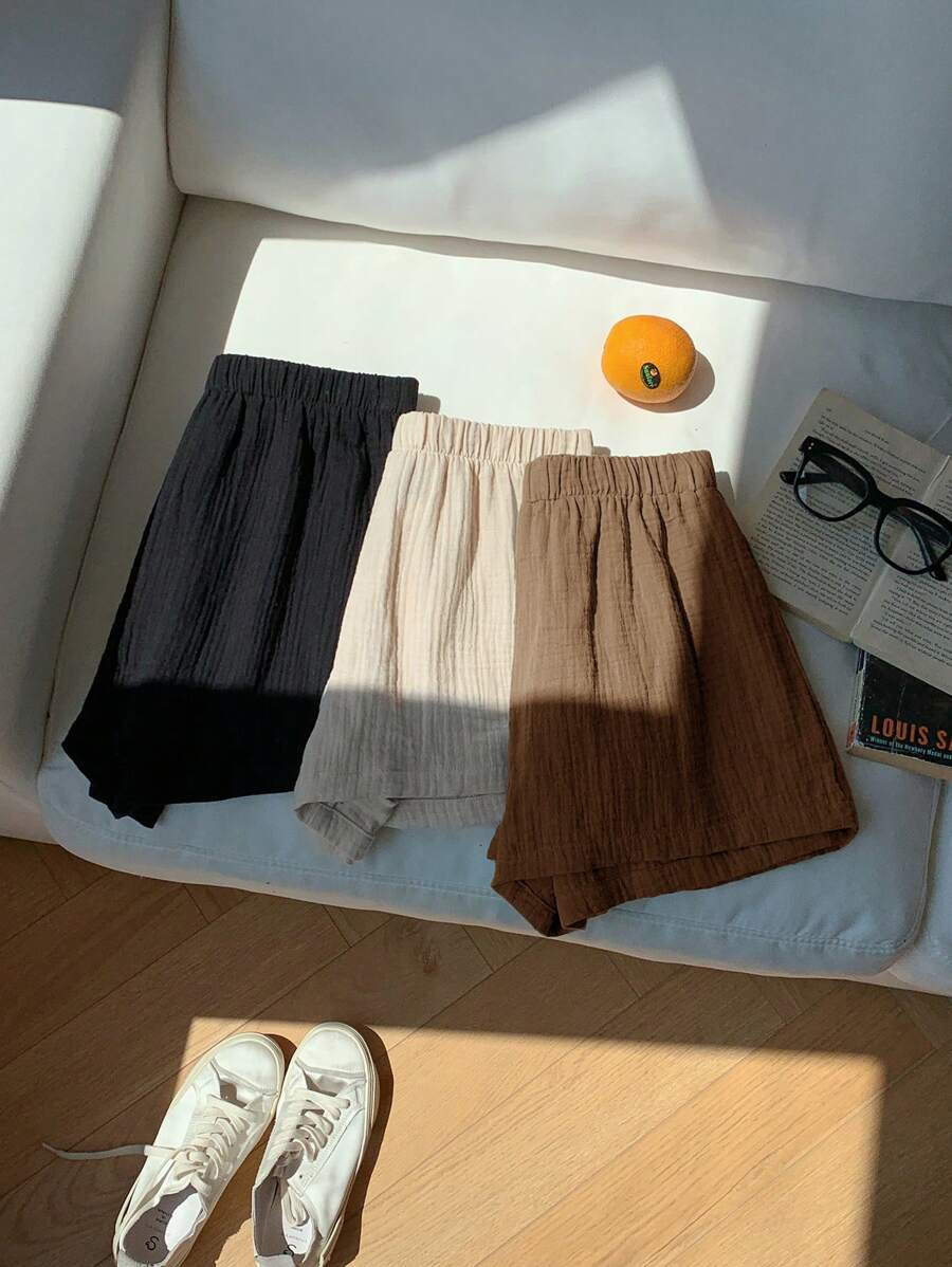 LocalComfortcana 3pcs/Set Women's New Fashion Multi-Color Linen Shorts | SHEIN