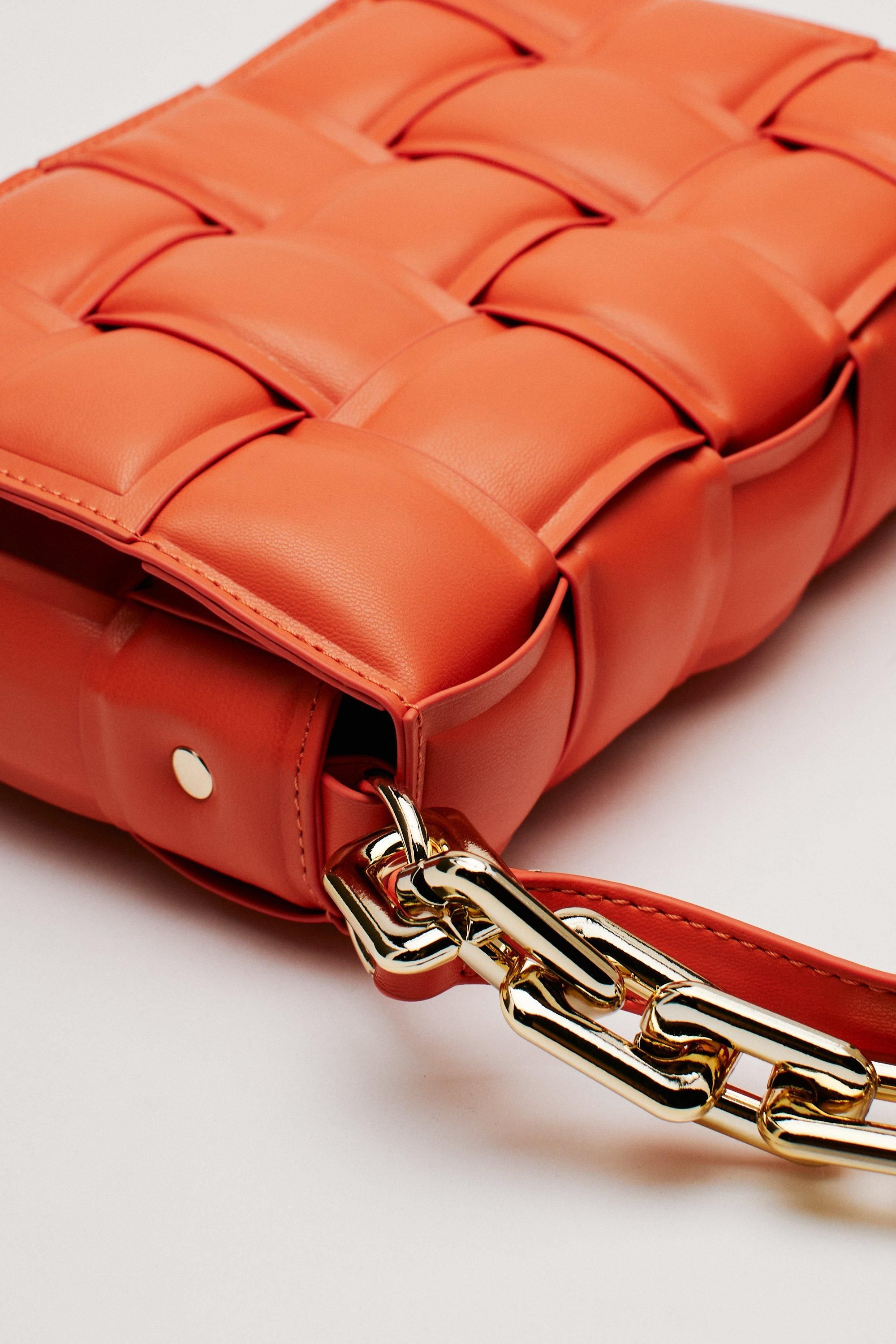 Woven Faux Leather Chunky Chain Crossbody Bag | Nasty Gal (US)