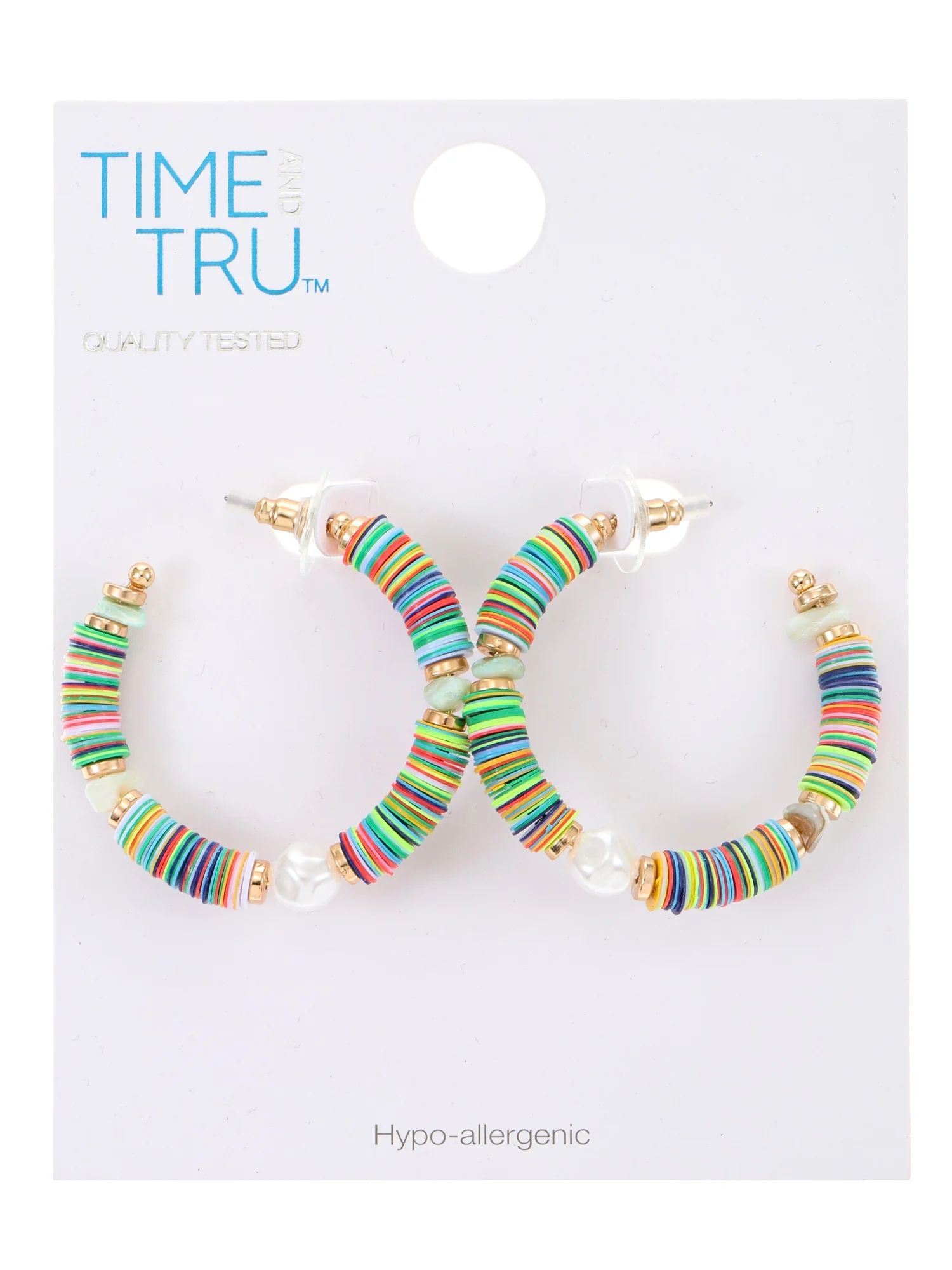Time and Tru Women's Colored Discs Hoop Earrings, Multi | Walmart (US)