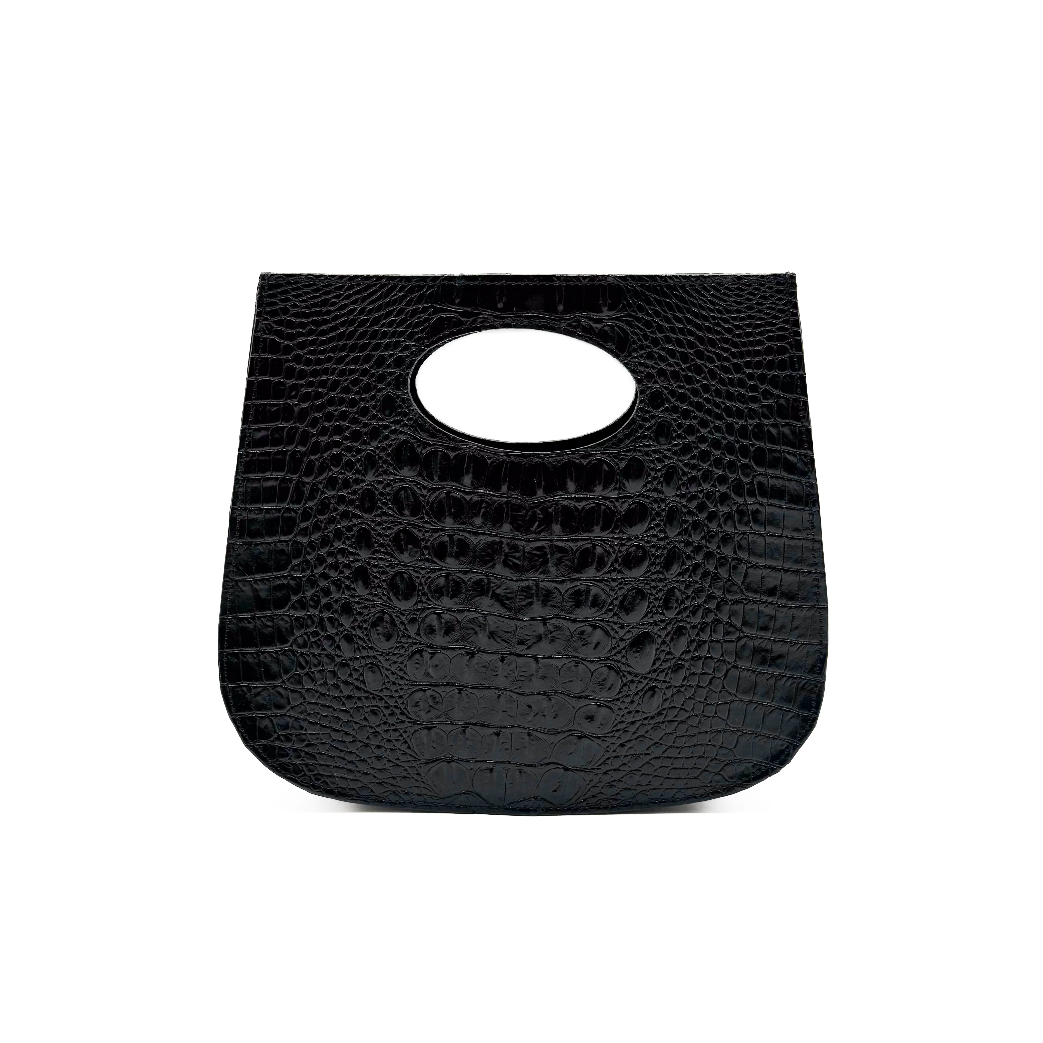 Emi Clutch - Black Croc-Embossed | Streets Ahead Inc
