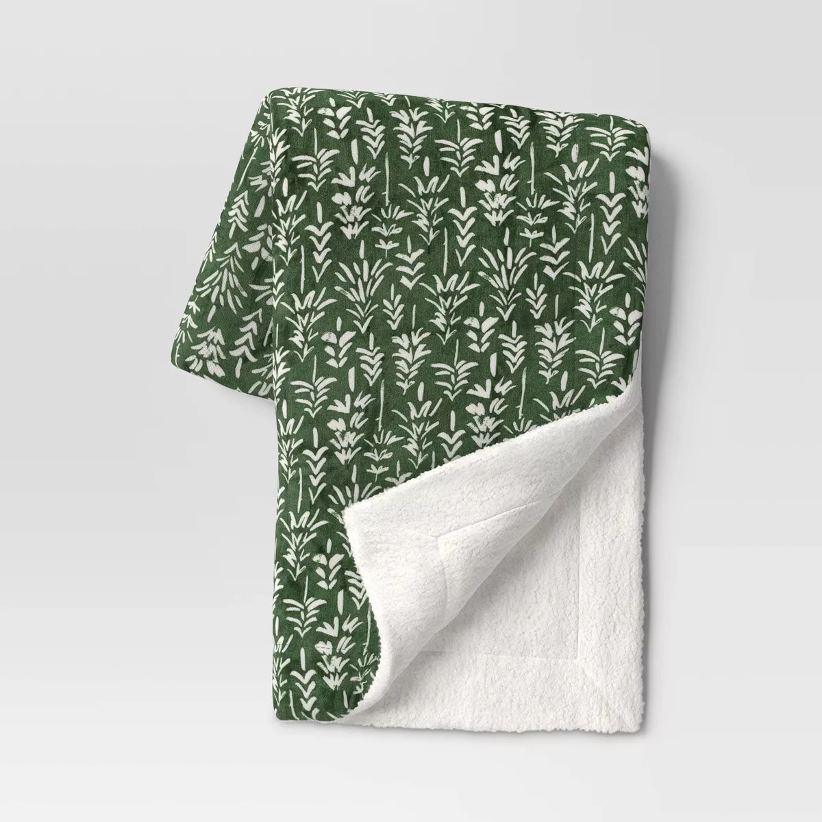 Snowflake Printed Plush with Faux Shearling Reverse Throw Blanket - Threshold™ | Target