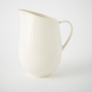 Textured Pitcher - White (Lines) | West Elm (US)