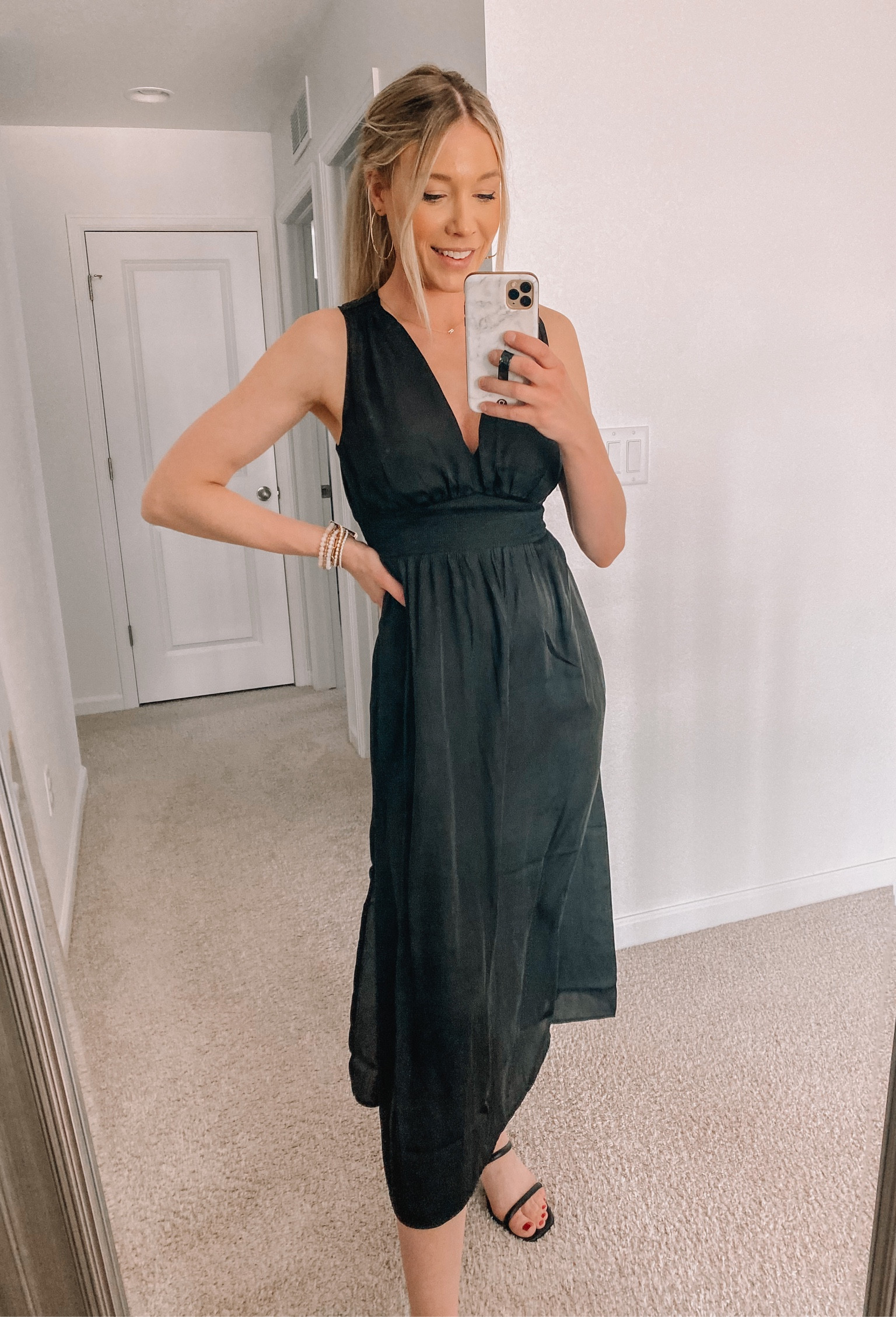 Black dress under $50! Satin dress, wedding guest dress, black tie, cocktail dress, v neck, summer dress, spring dress, event dress. 

#LTKsalealert #LTKwedding #LTKunder50