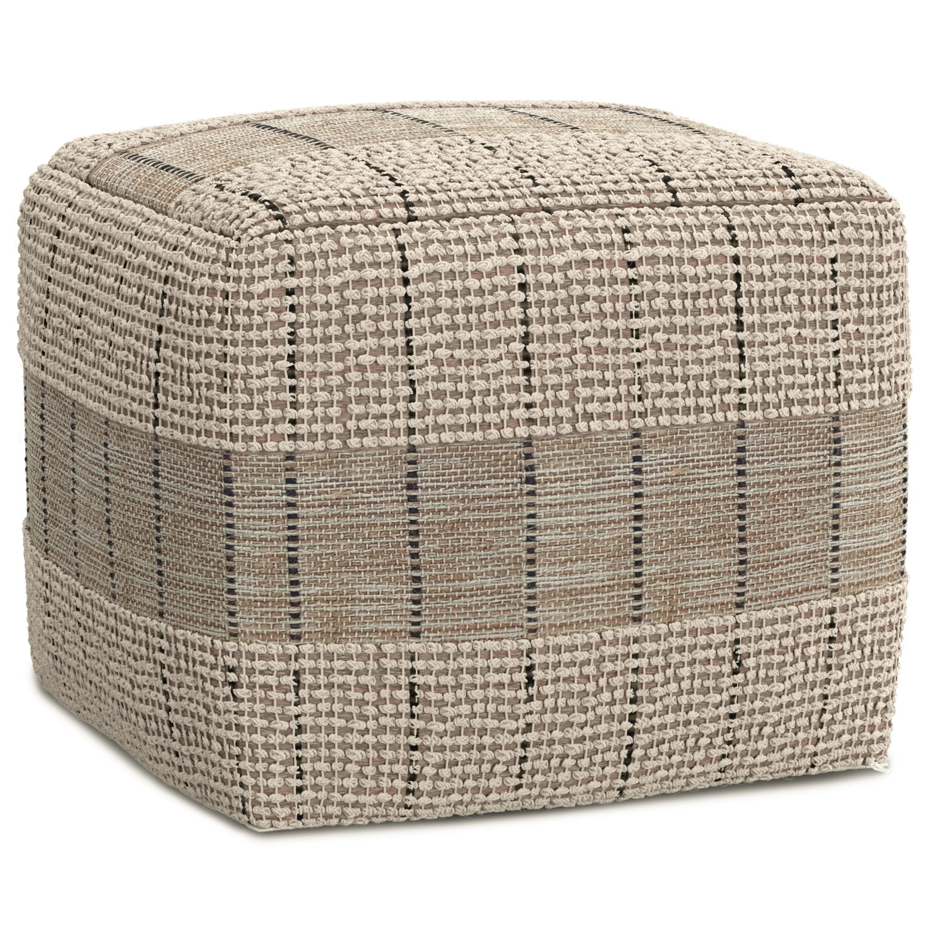 18"W Jute Square Woven Pouf | Wayfair North America