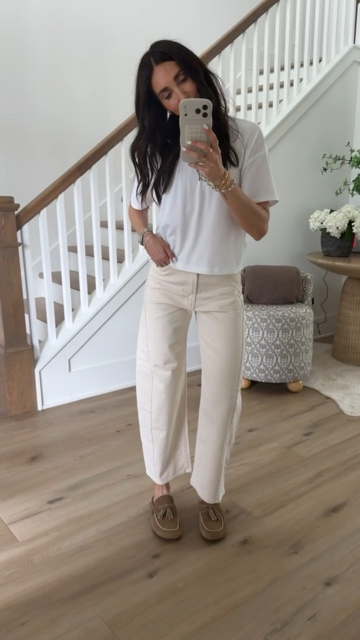 Mother half pipe jeans, summer style, spring outfit, mules, everyday outfit, mom style, anna monteiro, annabrstyle

#LTKOver40
