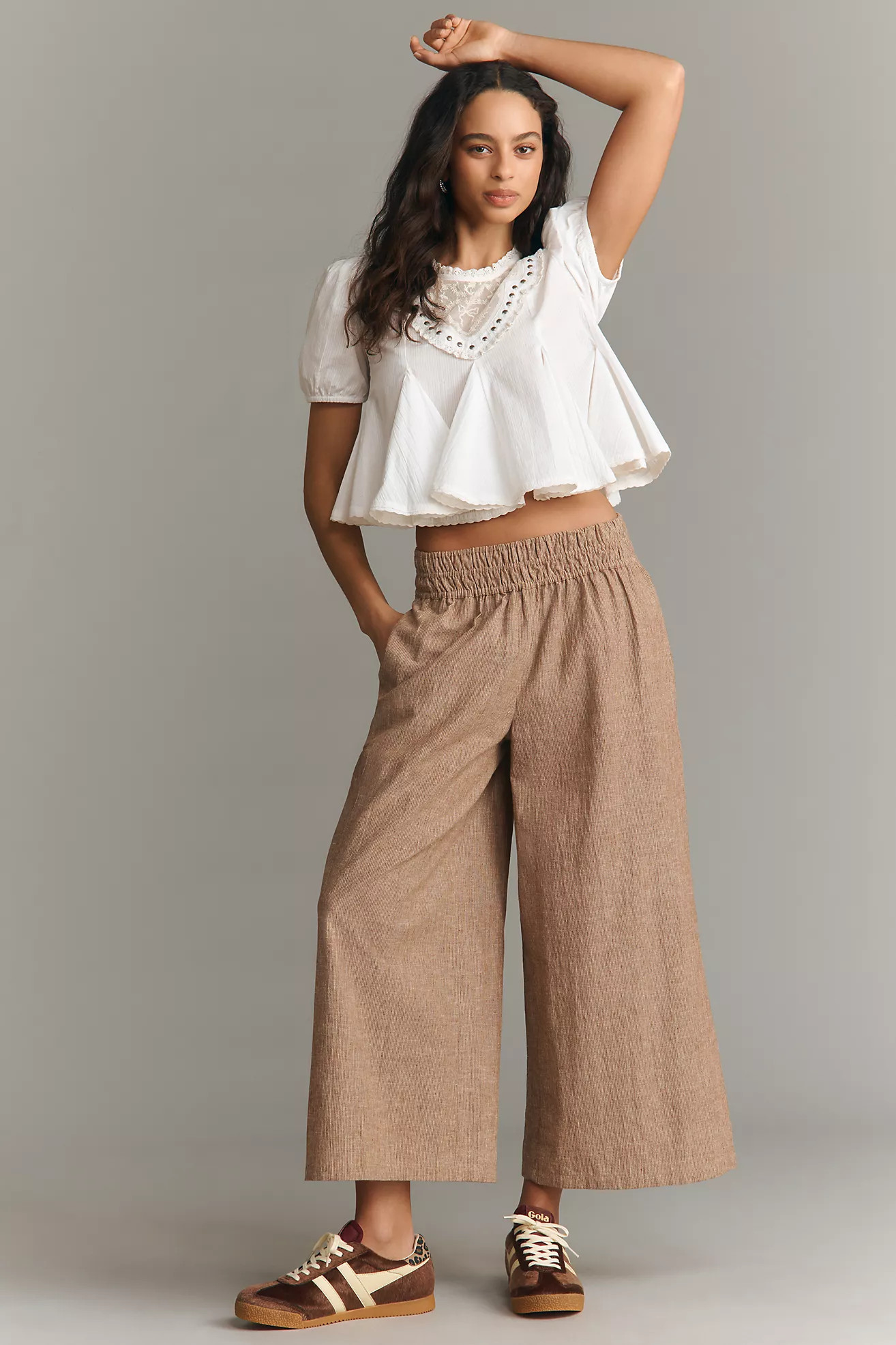 The Somerset Cotton-Linen Striped Pull-On Pants | Anthropologie (US)