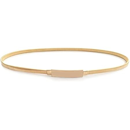 VONMELLI Skinny Metal Cinch Belt for Dress Stretch Thin Waist Belt for Women Gold/Silver | Amazon (US)