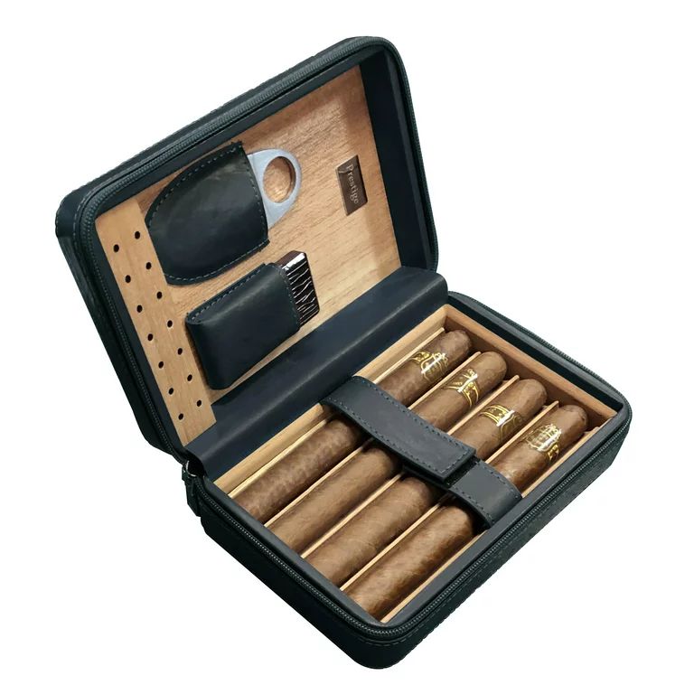 Prestige Import Group - The Manhattan Ostrich Motif Leather Travel Humidor Cigar Case with Zipper... | Walmart (US)