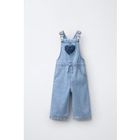 Zara - Lange Jeans-Latzhose Mit Herz-Patch - Blau - Unisex | Zara DE