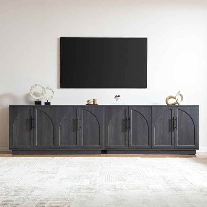 59" Sideboard Buffet Cabinet & TV Stand Set of 2, Modern Arched Credenza with Adjustable Shelves ... | Amazon (US)