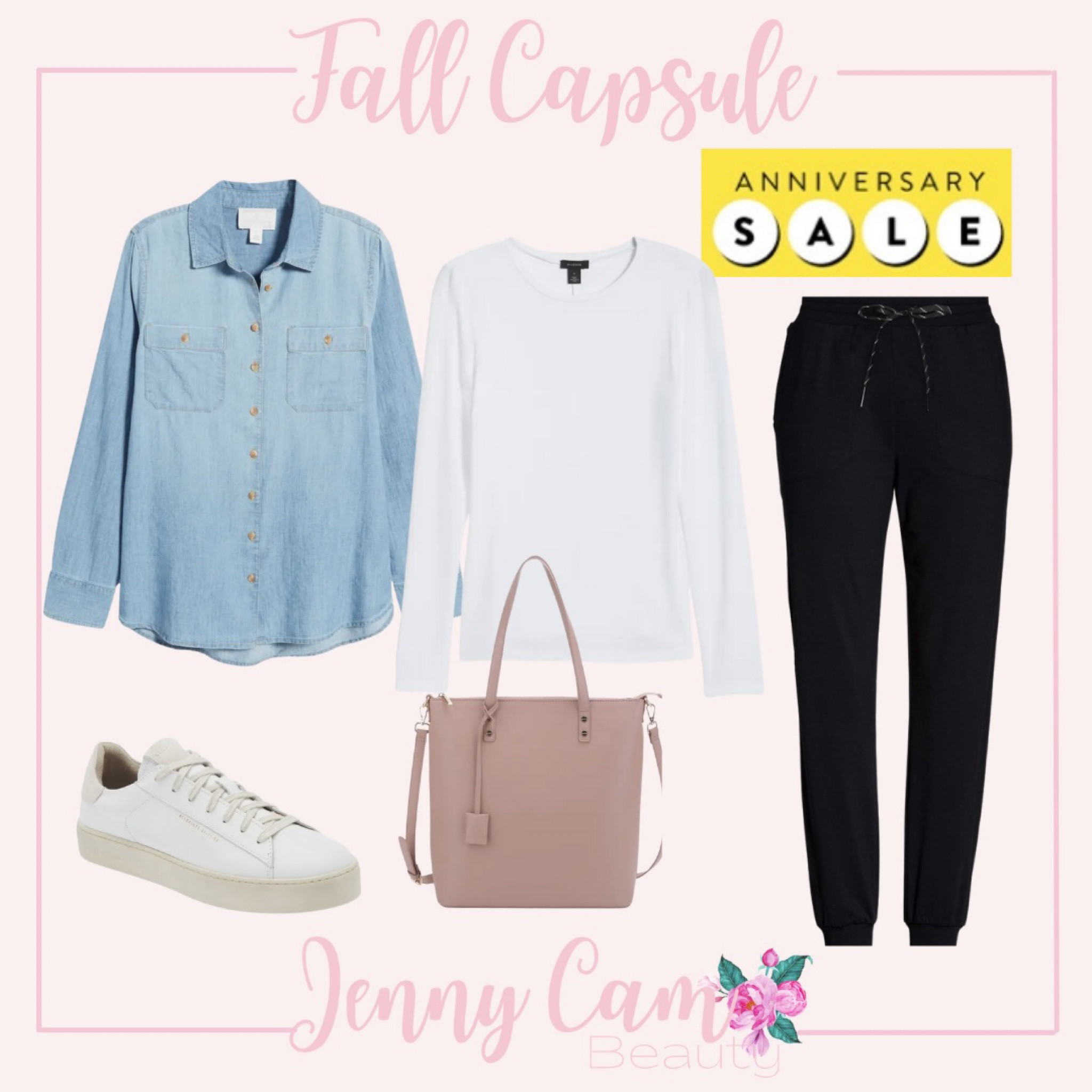 #nordstrom anniversary sale fall capsule wardrobe white tee chambray shirt joggers sneakers 

#LTKstyletip #LTKxNSale #LTKsalealert