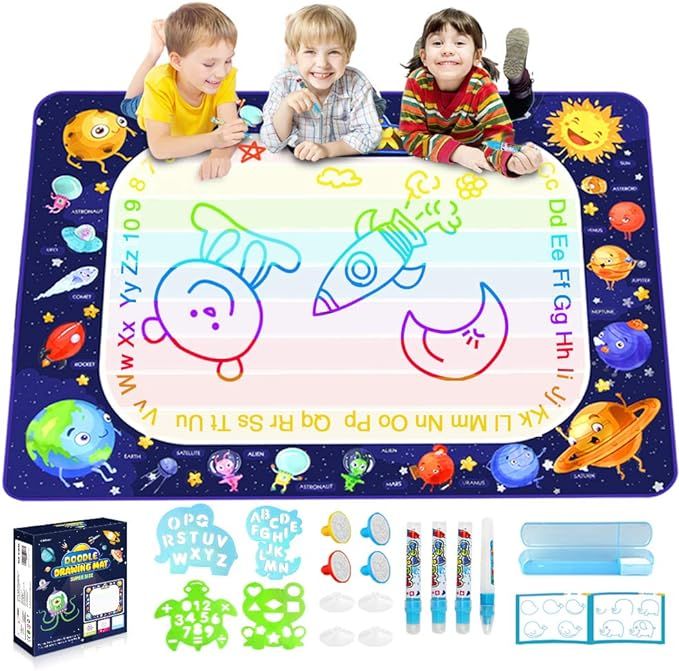 Betheaces Aqua Magic Doodle Mat 40 x 28 Inches Extra Large Water Drawing Mat Educational Toddler ... | Amazon (US)