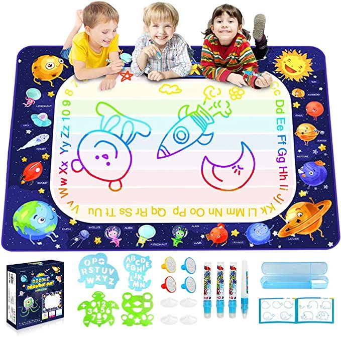 Betheaces Aqua Magic Doodle Mat 40 x 28 Inches Extra Large Water Drawing Mat Educational Toddler ... | Amazon (US)