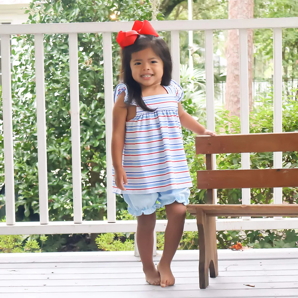 Red & Blue Stripe Knit Bloomer Set | Classic Whimsy