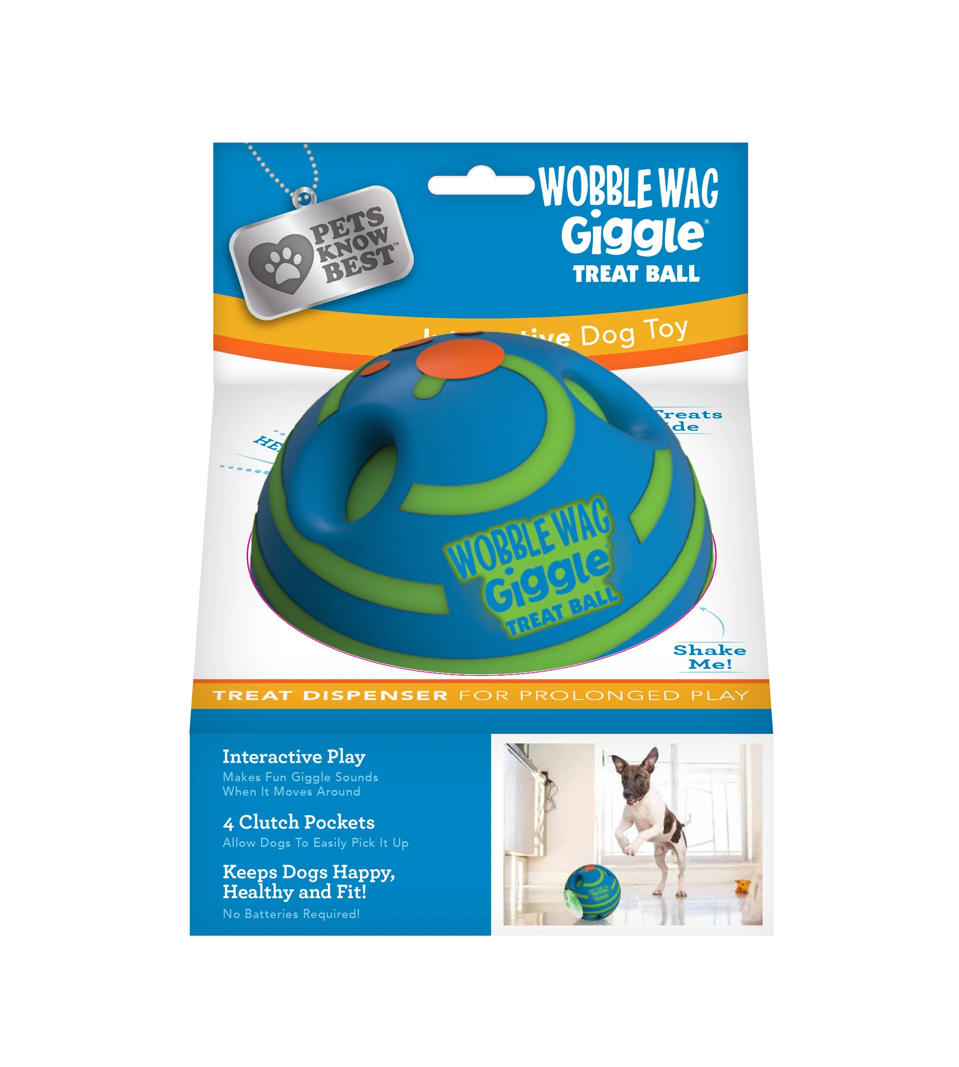 Pets Know Best Wobble Wag Giggle Treat Ball, Interactive Dog Toy & Treat Dispenser, Blue | Walmart (US)