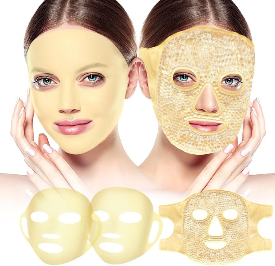 Face Ice Pack and 2 Packs Silicone Face Mask Cover, Full Facial Frozen Masks Hot Cold Face Compre... | Amazon (US)