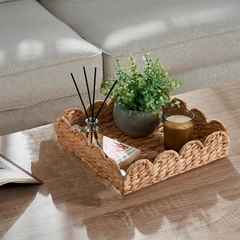 Scalloped Woven Natural Water Hyacinth Decorative Tray Scalloped Woven Natural Water Hyacinth Dec... | Walmart (US)