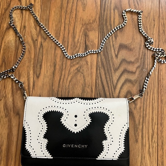 Givenchy Black and White Crossbody Bag with Elegant Chain | Poshmark