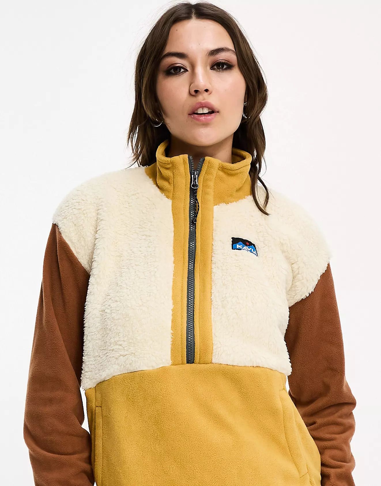 Kavu timber lane half zip fleece jumper in yellow | ASOS (Global)