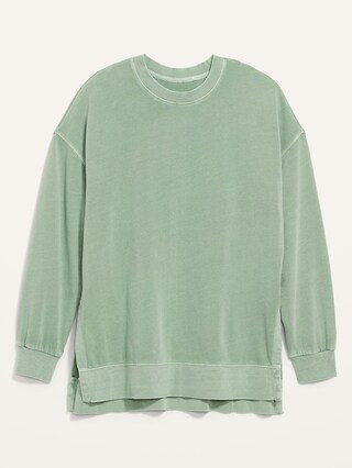 Vintage Long-Sleeve Garment-Dyed French-Terry Tunic Sweatshirt for Women | Old Navy (US)