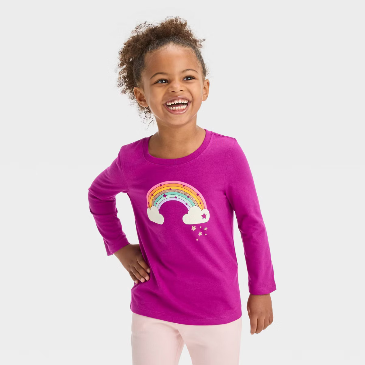 Toddler Girls' Rainbow Long Sleeve T-Shirt - Cat & Jack™ Pink | Target
