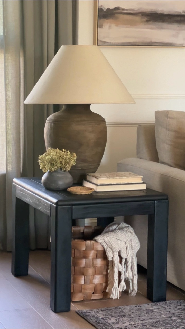 Simple end table styling | living room decor | Wayfair finds | side table | end table | vase | hydrangeas | affordable lamps | brown lamp | black lamp | designer look for less lamp | budget friendly home decor 

#LTKSaleAlert #LTKHome