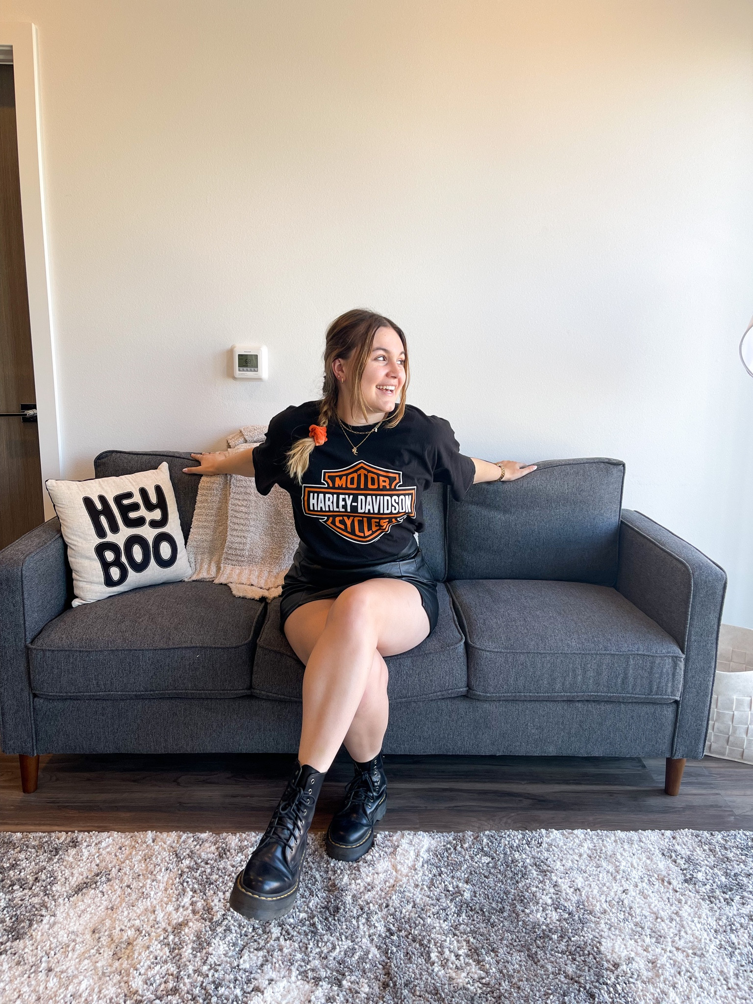 Harley Davidson Halloween costume idea! Perfect for edgy girls who love their graphic tees and leather

I’m wearing a mens L tee, size L skirt, and size 9 boots 

#LTKHalloween #LTKunder100 #LTKSeasonal