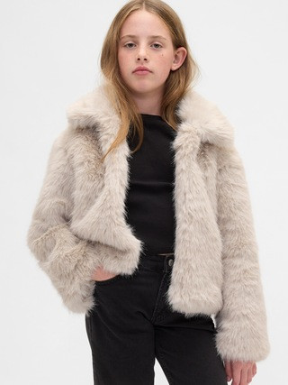 Kids Recycled Faux Fur Crop Coat | Gap (CA)