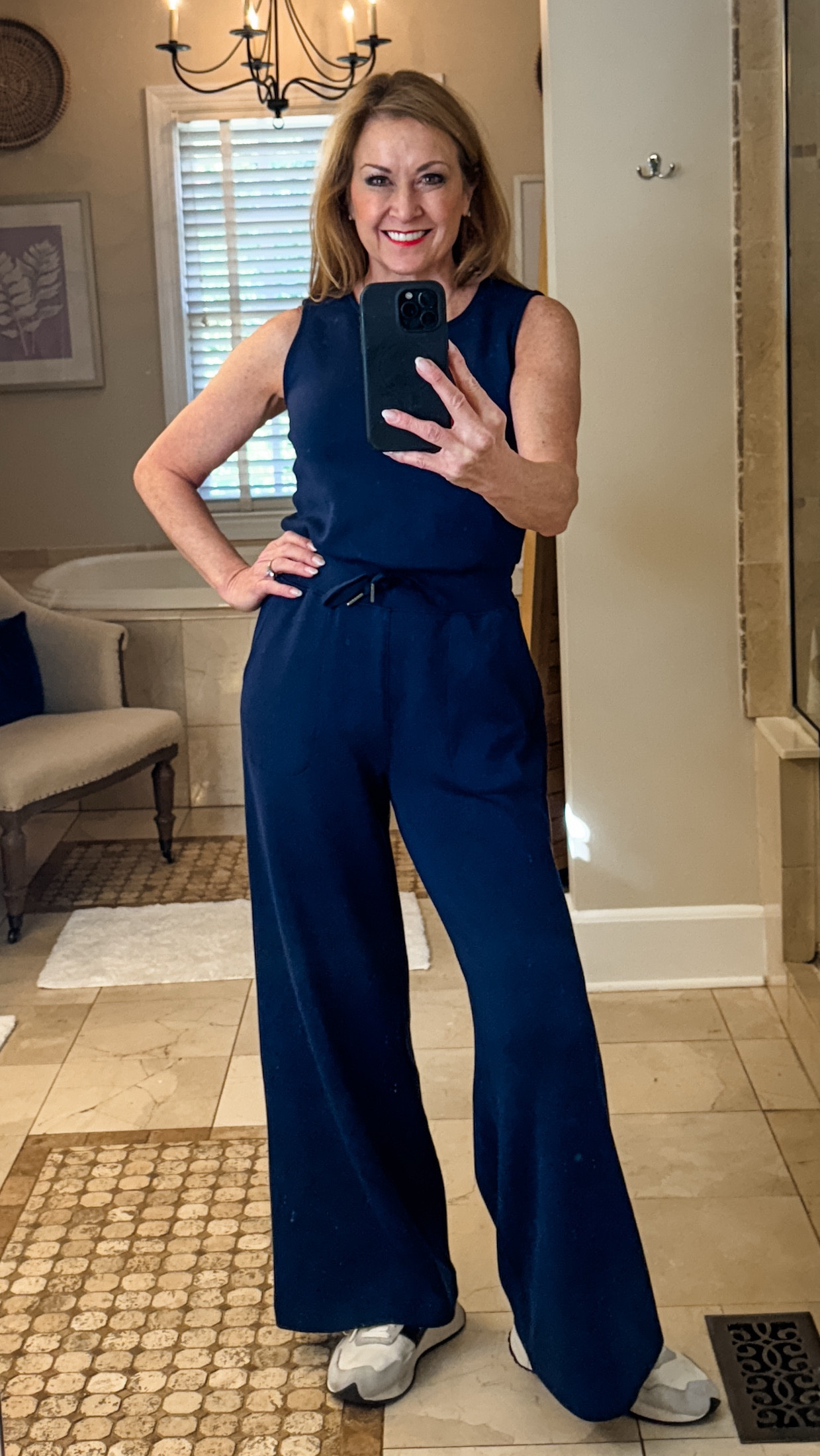 My travel essential! The Spanx sleeveless jumpsuit is comfy and chic. Perfect for getting cozy on the plane or the long road trip. Arrive in style looking cute and put together. To a jean jacket or a soft cardigan over your shoulders if needed! 10/10 rating by me! 

#LTKTravel #LTKStyleTip #LTKOver40
