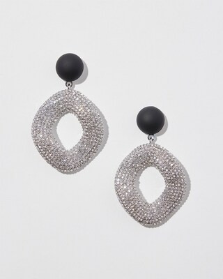 Silver Tone Pavé Drop Hoop Earrings | Chico's