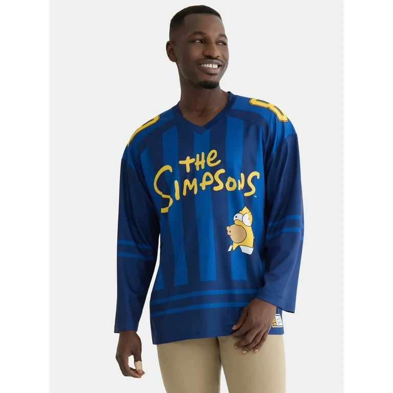 The Simpsons Men's & Big Men's Graphic Hockey Jersey with Long Sleeves, Sizes XS-3XL | Walmart (US)