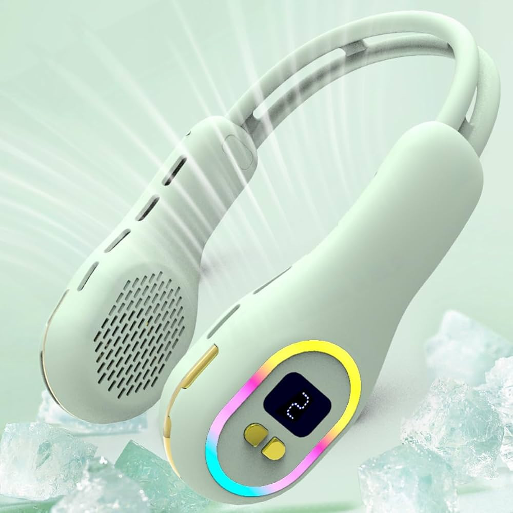 WATCENDY Neck Fan Wearable Hands Free Bladeless Neck Fan LED Colored Light 3 Speed 360° Wind Dir... | Amazon (US)