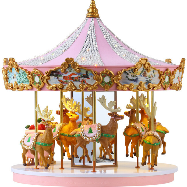 Animated & Musical Pink Crystal Carousel | Maisonette