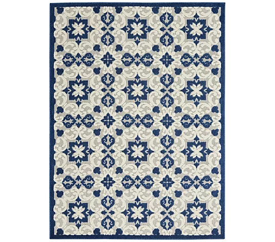 Nourison 5'3" x 7' Modern Tile Indoor/Outdoor Hi-Low Rug | QVC