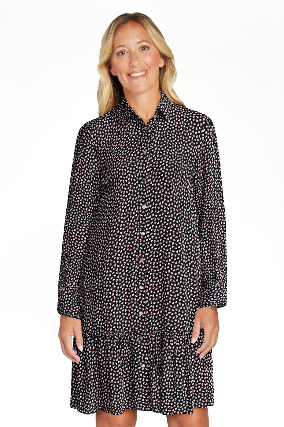 Time and Tru Women's Ruffle Mini Shirtdress, Sizes XS-XXXL | Walmart (US)