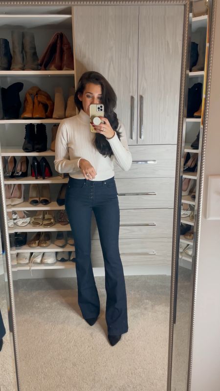 White turtleneck / flare jeans / casual outfits / date night outfits 

#LTKunder100 #LTKstyletip #LTKunder50