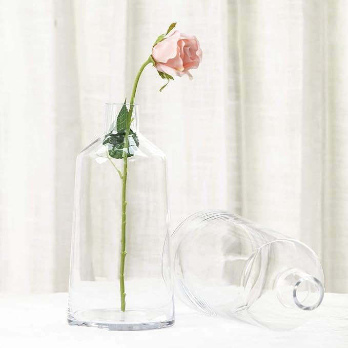 Tableclothsfactory 2 Pack 12" Tapered Neck Clear Glass Flower Vase Centerpieces | Amazon (US)