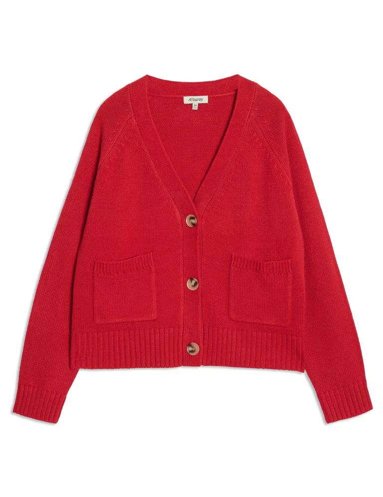 V-Neck Relaxed Cardigan with Wool | Marks & Spencer (UK)