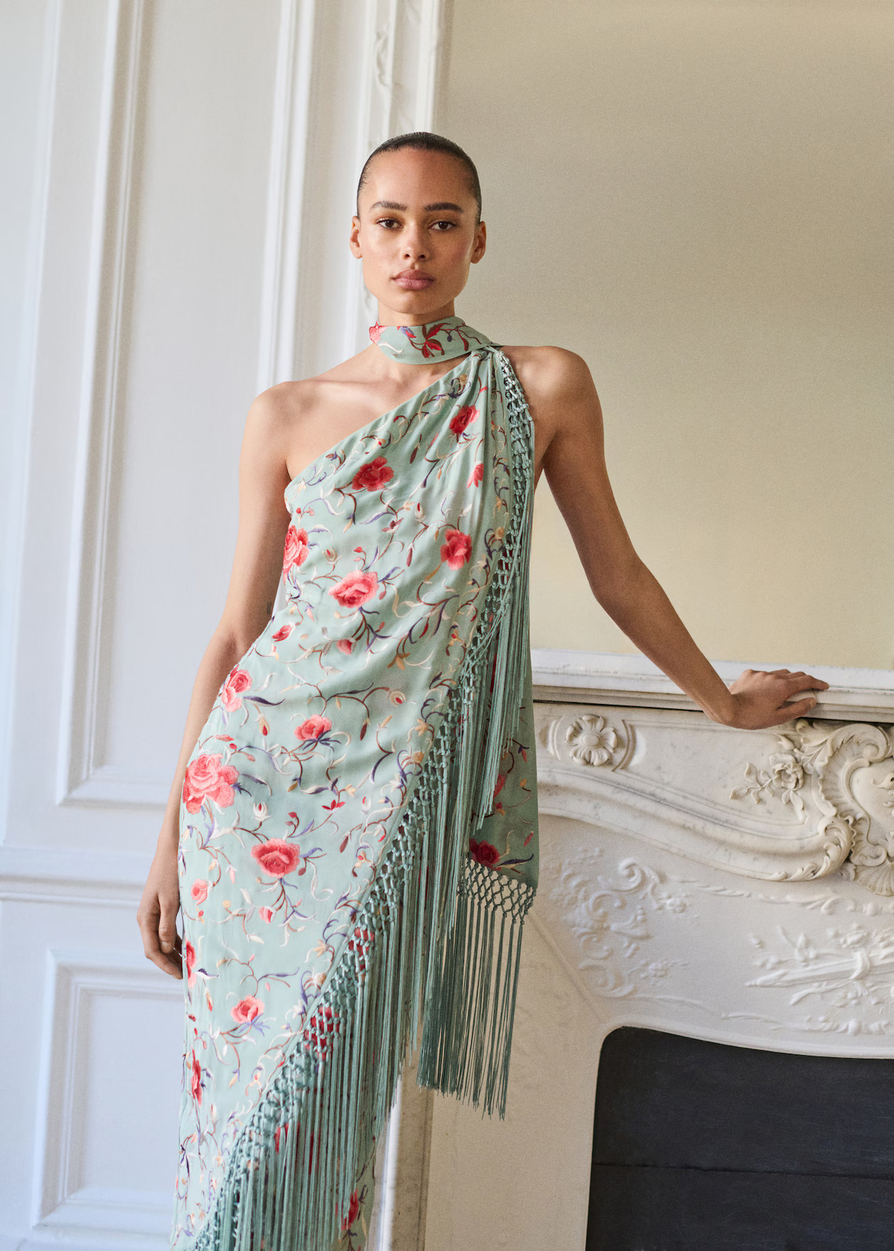 Asymmetrical dress with embroidered fringes - Women | MANGO United Kingdom | MANGO (UK)